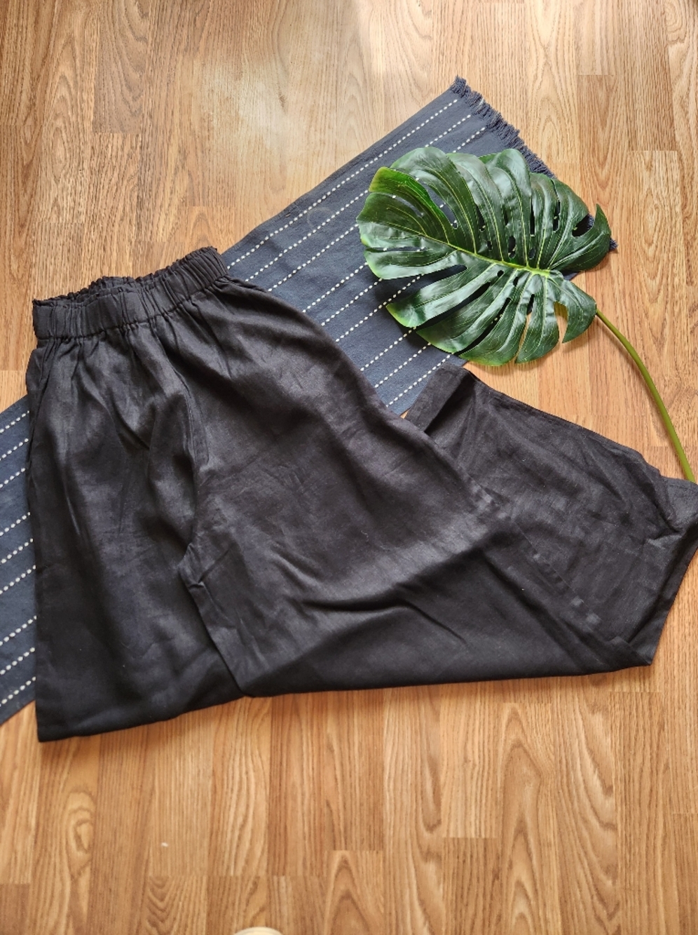 Pure Soul Sanse Linen Wide Leg Pants Black One Size